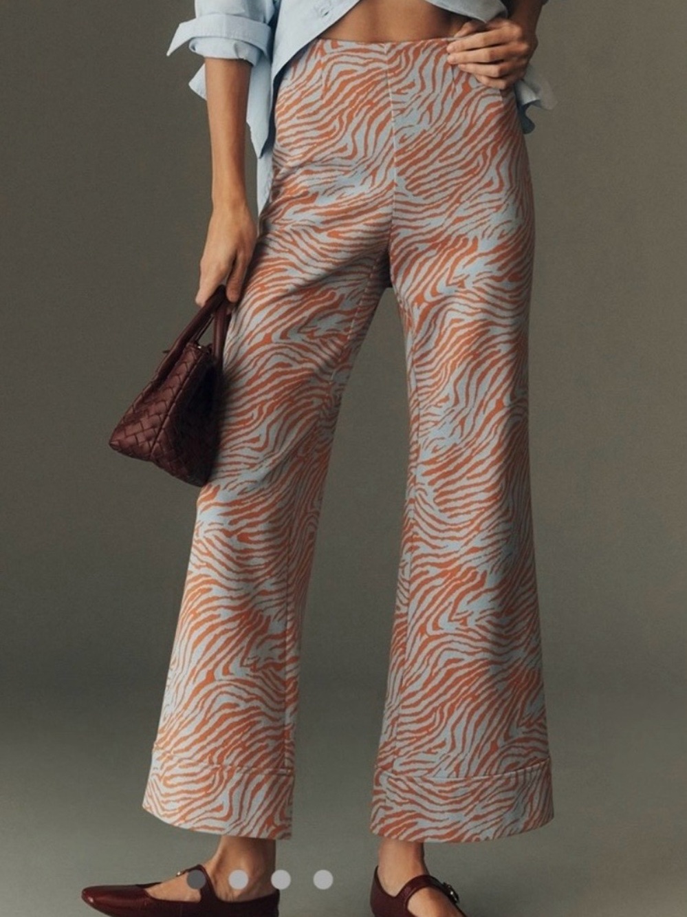 Maeve Patterned Knit Cuffed Kick-Flare Pants Size Small EUC